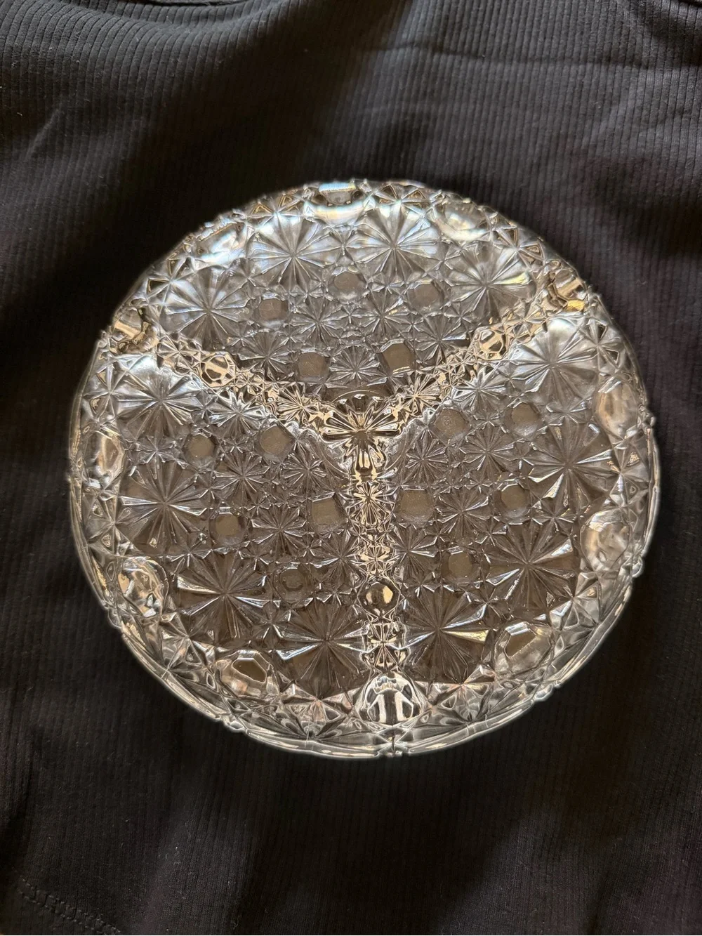 Clear Pressed Glass Three-Section Serving Dish